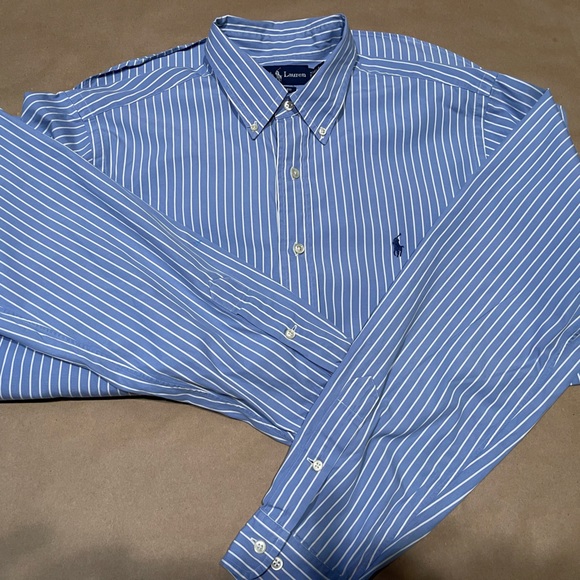 Ralph Lauren Blue and White Stripe Dress Shirt - Picture 2 of 7
